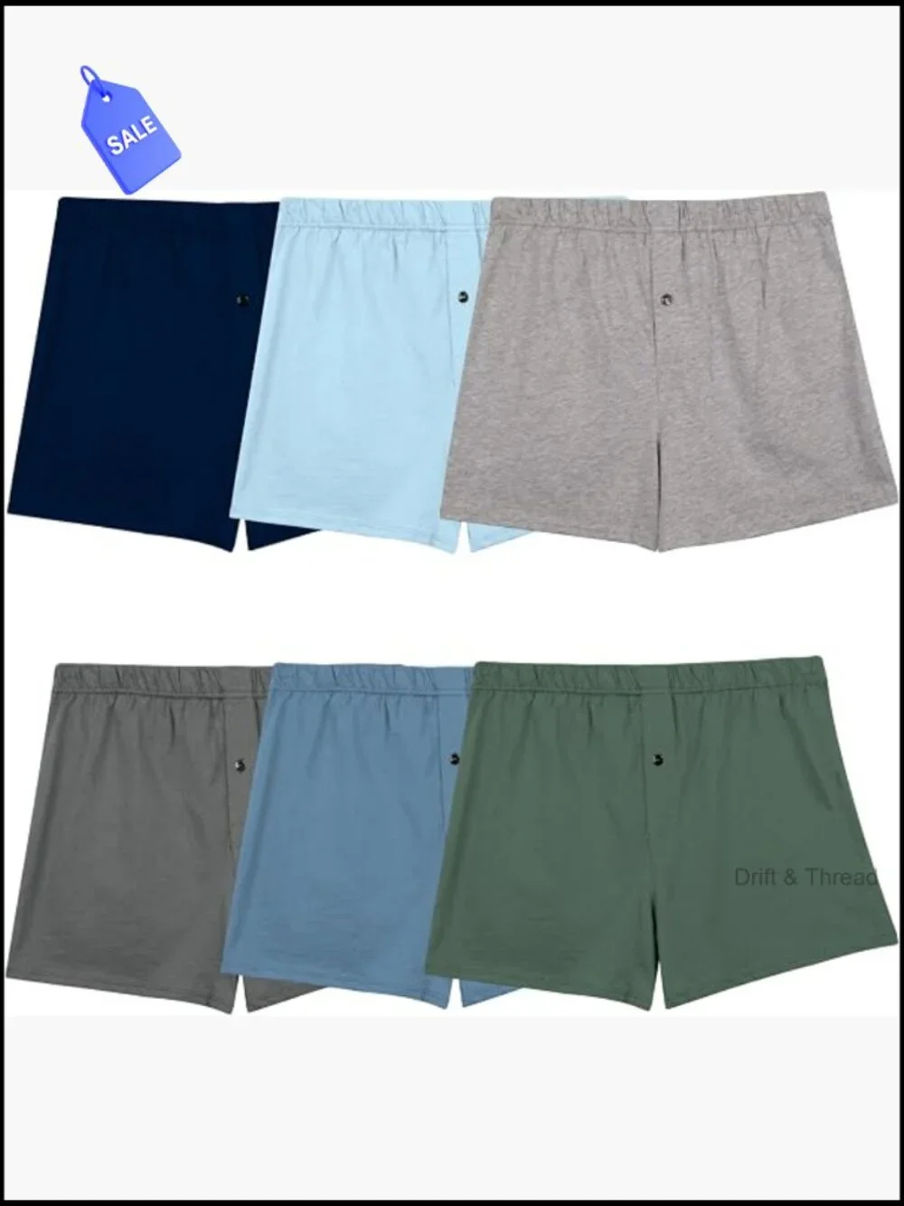 Men's 6 Pack Tag-Free Knit Boxers Relaxed Fit Moisture Wicking